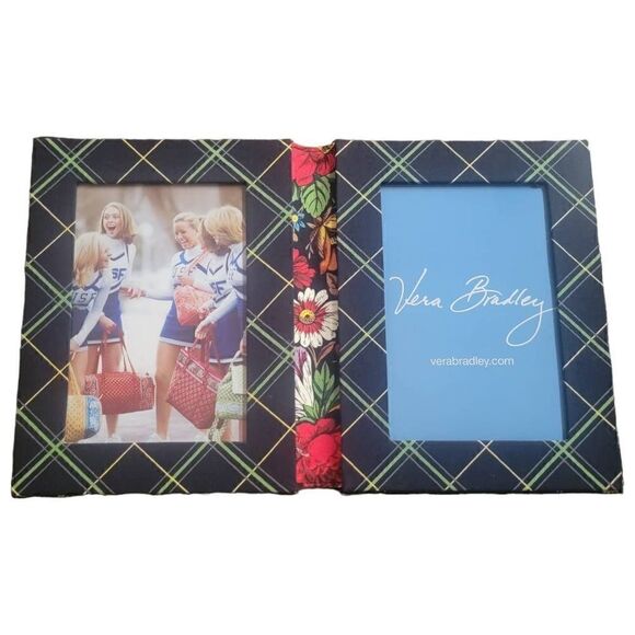 Vera Bradley Double Picture Frame 4X6 Cloth Quilted Retired Print - Picture 1 of 5